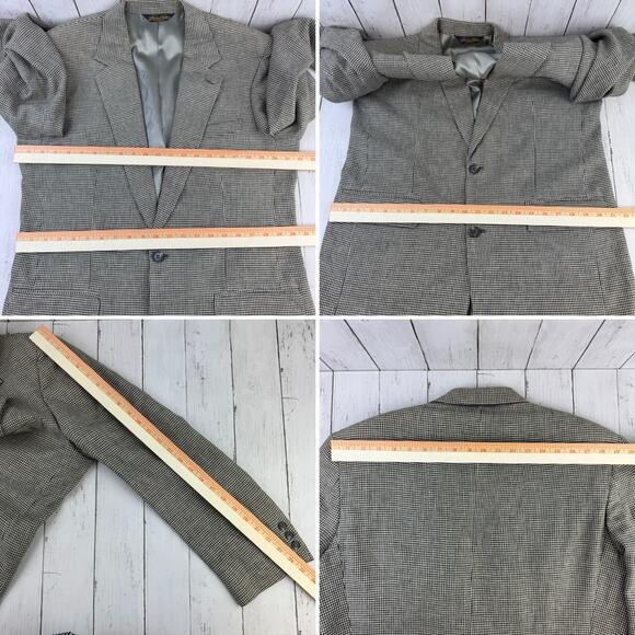 VTG Brooks Brothers Black White Houndstooth 2-Button Sport Coat Blazer Size 41L - Picture 14 of 16